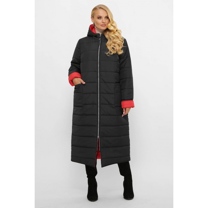 Двостороннє стьобане пальто Полі чорне (корал) UA25P5 Двостороннє стьобане пальто Полі чорне (корал) UA25P5