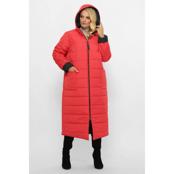 Двостороннє стьобане пальто Полі коралове UA25P4