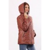 Женская модная комбинированная куртка коричневая ОСН4027