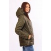 Женская удобная куртка комбинированная цвета хаки ОСН4024