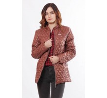 Женская куртка комфортная без капюшона коричневая ОСН902277