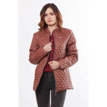 Женская куртка комфортная без капюшона коричневая ОСН902277