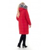 Красное женское пальто с мехом ЛАНА77054-133