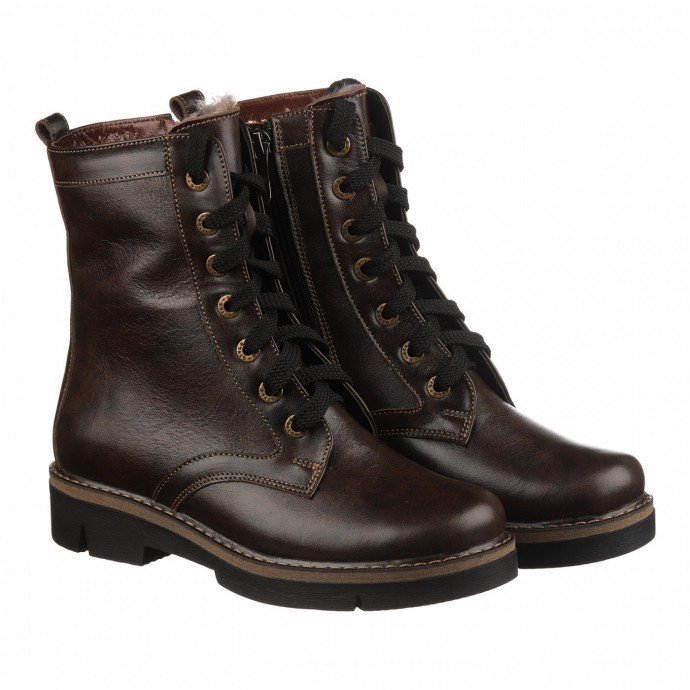 Кожаные зимние ботинки коричневого цвета КИРА1142-vm-astra-01kor