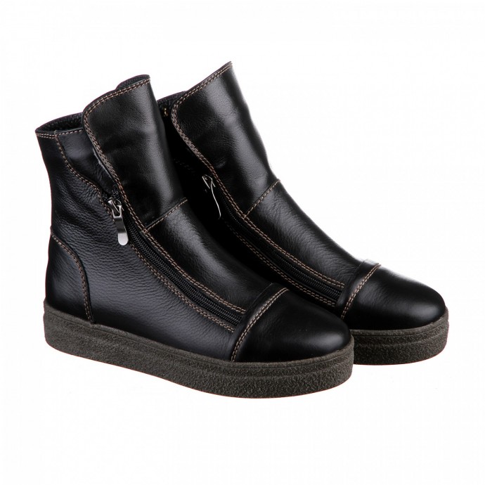 Черные кожаные ботинки с молниями КИРА1153-VM-lusi-05ch