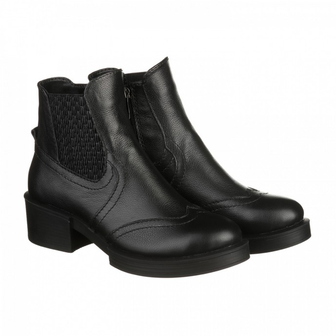 Кожаные ботинки черного цвета на каблуке КИРА1169-vm-7917-03ch