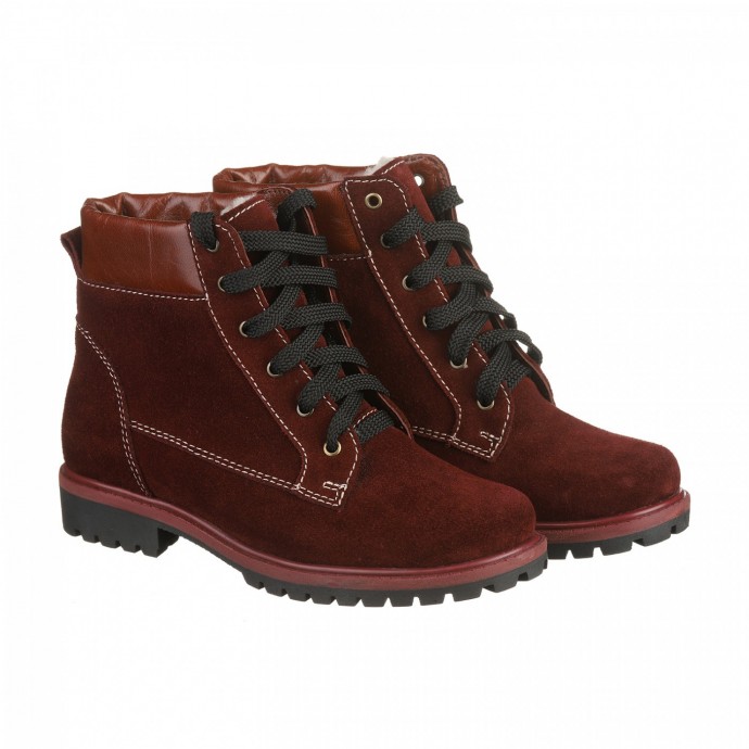 Зимние ботинки бордового цвета из замши КИРА1167-vm-astra-09b