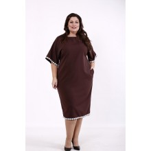Шоколадное свободное платье КККD45-01731-1