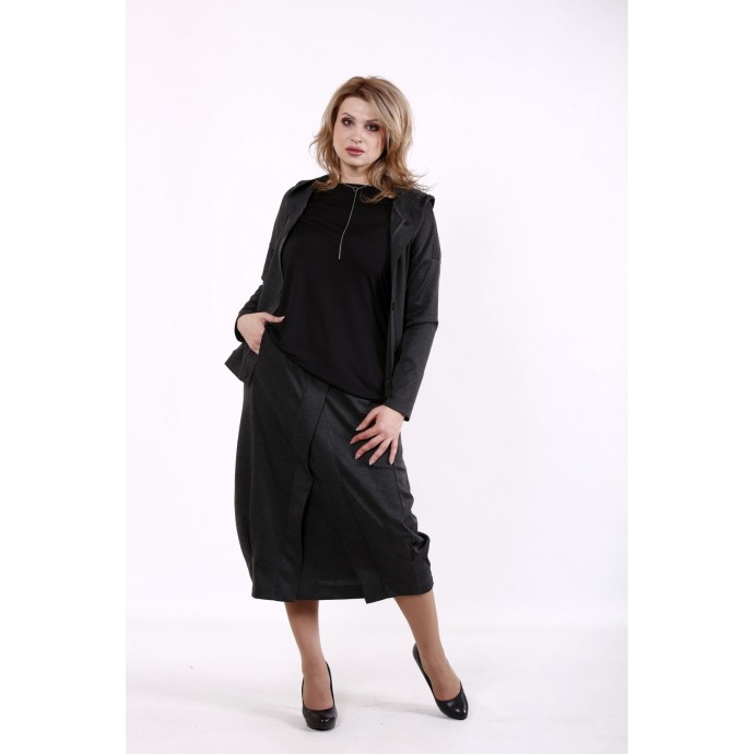 Темно-серый костюм: длинная юбка и кофта КККD15-01742-3