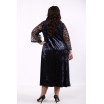 Синее велюровое платье с сеткой КККD23-01739-2