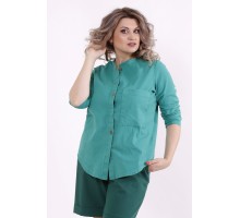Зеленая льняная рубашка КККC0031-01509-2