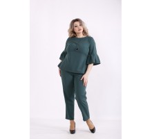 Темно-зеленый комплект: блузка и брюки КККZ35-01437-1
