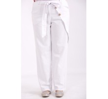 Белые льняные брюки КККX003-b074-1
