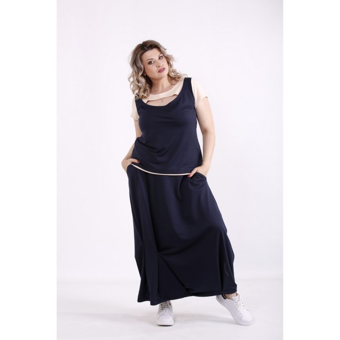 Синий комплект: юбка и блузка КККX0023-01490-2