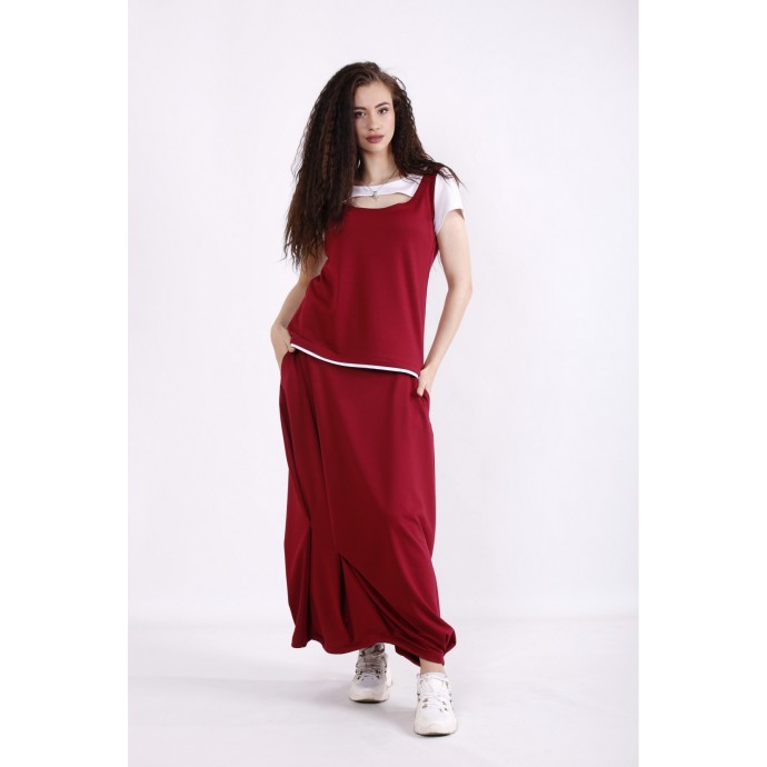 Бордовый комплект: юбка и блузка КККX0024-01490-1