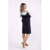 Двухцветное голубое льняное платье КККX0053-01479-2