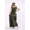 Хаки комплект: юбка и блузка КККX0022-01490-3