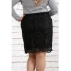 Черная трикотажная юбка с макраме ККК1848-0736-1