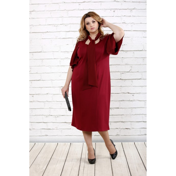Бордовое стильное платье ККК1610-0730-3