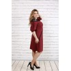 Бордовое льняное платье с кружевом ККК193-0773-2