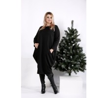 Черное свободное платье-мешок ККК203-0971-1