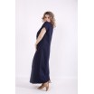 Красивое синее льняное платье в пол КККV017-01523-2
