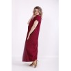 Красивое бордовое льняное платье в пол КККV018-01523-3