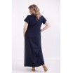 Красивое синее льняное платье в пол КККV017-01523-2