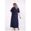 Синее асимметричное платье с бежевой вставкой КККV020-01524-2