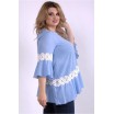 Голубая блузка с кружевом ККК33349-01149-2