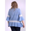 Голубая блузка с кружевом ККК33349-01149-2