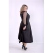 Черное пышное платье с поясом ККК88856-01389-2