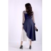 Синее нарядное платье с поясом ККК88857-01389-1