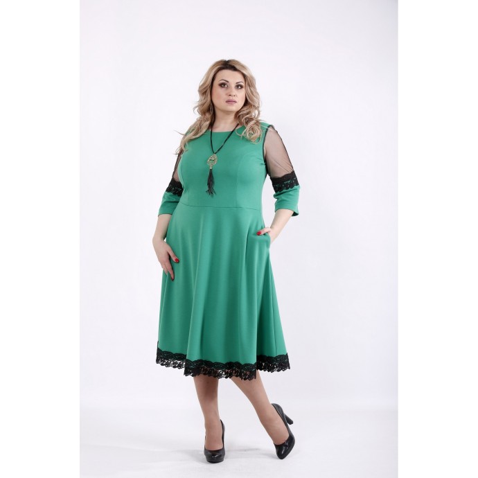 Зеленое пышное платье ККК540-01056-3