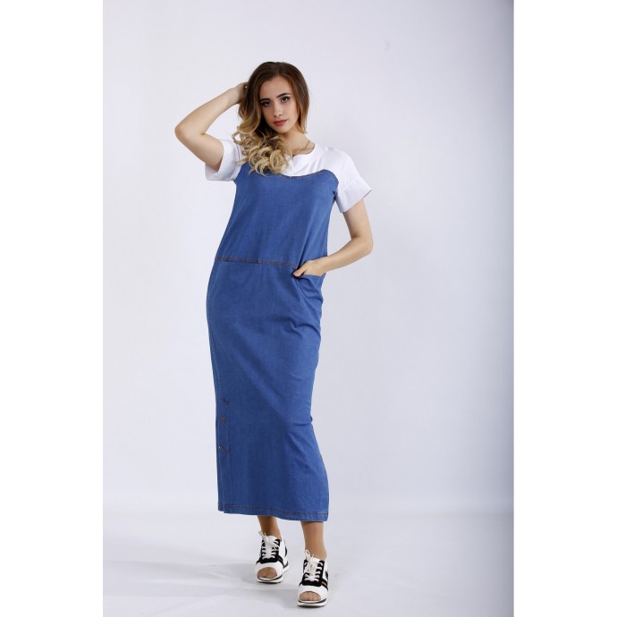 Длинное модное джинсовое платье ККК44412-01207-1