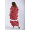Красное платье ниже колена в клетку ККК44420-01204-2