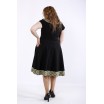 Черное платье с вставками хаки в горошек ККК44463-01189-2