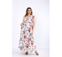 Белое длинное платье с цветами ККК55511-01224-2
