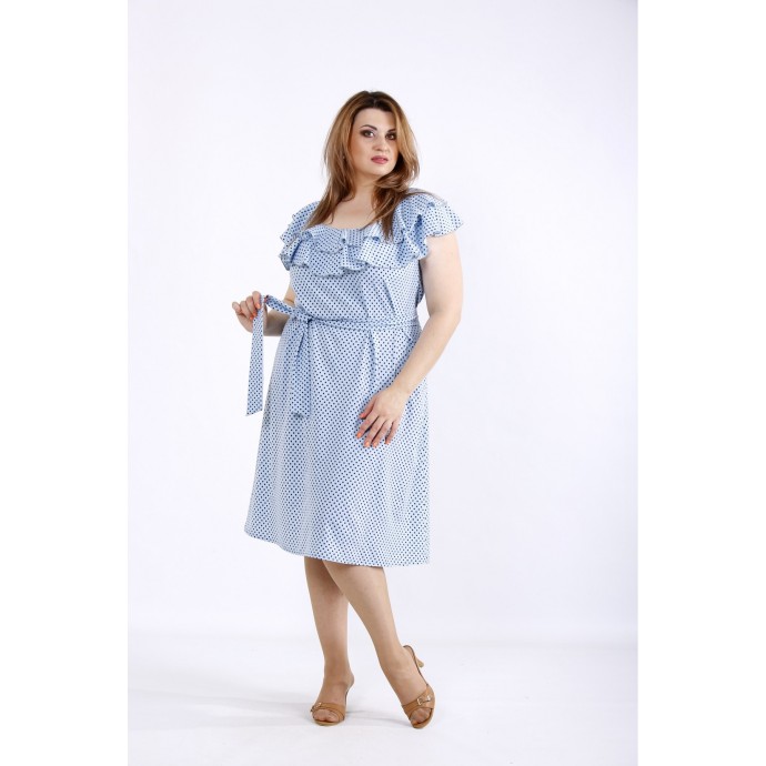 Голубое платье в горошек ККК5559-01225-1