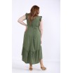 Зеленое платье в горошек с кружевом ККК55532-01216-3