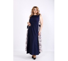Синее легкое длинное платье ККК22232-01125-3