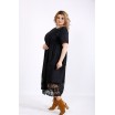 Черное свободное платье из льна с макраме ККК22241-01122-3