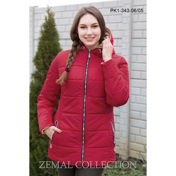 Красная женская куртка на молнии ТОП02-PK1-343