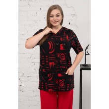 Трикотажна блуза Локі чорна з червоним UA25B20 Трикотажна блуза Локі чорна з червоним UA25B20