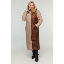 Женское длинное бежевое пальто РК11D2-922