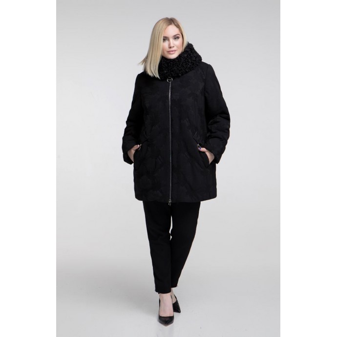Куртка черная зимняя-кленовый лист РК111133-665